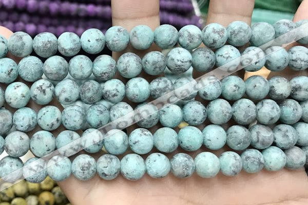 CLJ591 15 inches 8mm round matte sesame jasper beads