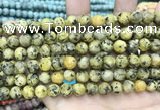 CLJ592 15 inches 8mm round matte sesame jasper beads