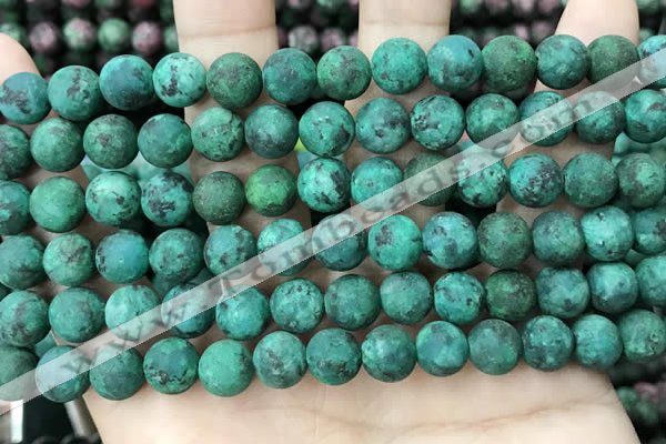 CLJ594 15 inches 8mm round matte sesame jasper beads