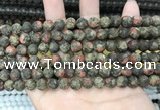 CLJ596 15 inches 8mm round matte sesame jasper beads