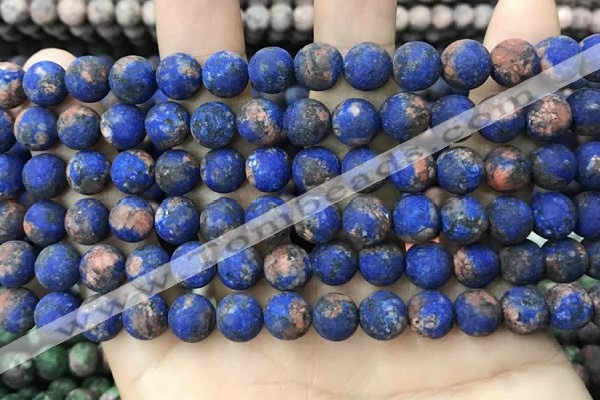 CLJ597 15 inches 8mm round matte sesame jasper beads