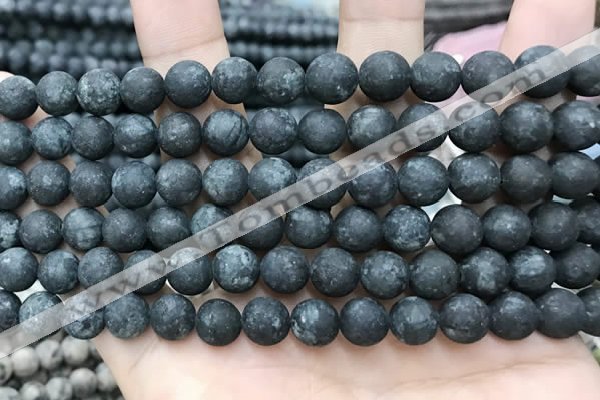 CLJ599 15 inches 8mm round matte sesame jasper beads