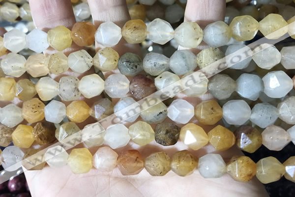 CLJ624 15 inches 8mm faceted nuggets sesame jasper beads