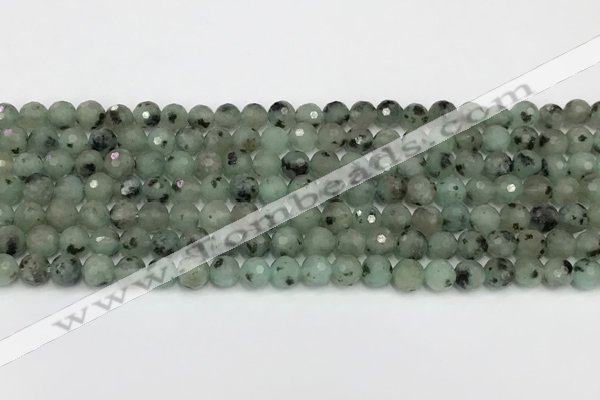 CLJ640 15.5 inches 6mm faceted round sesame jasper beads wholesale