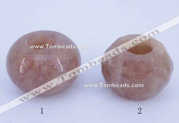 CLO21 19*30mm rondelle loose strawberry quartz gemstone beads wholesale