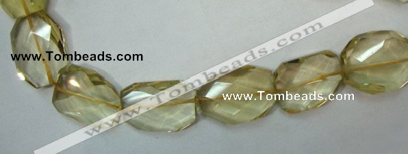 CLQ05 faceted freeform brick natural lemon quartz beads