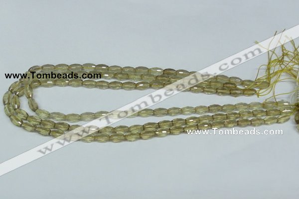 CLQ10 15.5 inches 6*10mm faceted rice natural lemon quartz beads