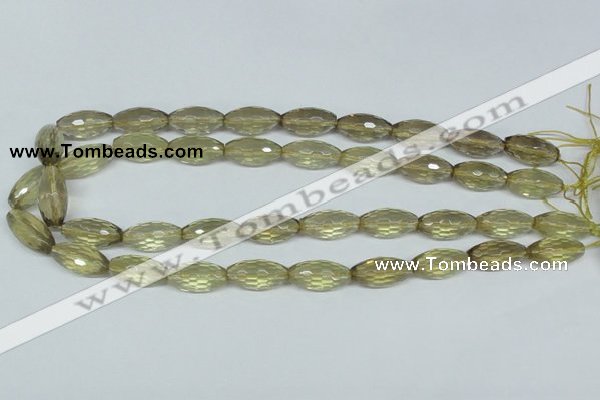 CLQ12 15.5 inches 10*20mm faceted rice natural lemon quartz beads