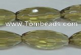 CLQ14 15.5 inches 12*30mm faceted rice natural lemon quartz beads