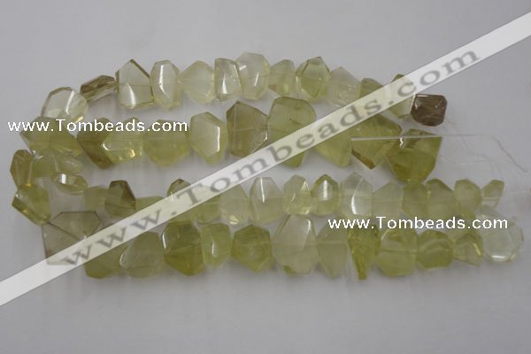 CLQ173 13*18mm – 20*28mm faceted nuggets natural lemon quartz beads