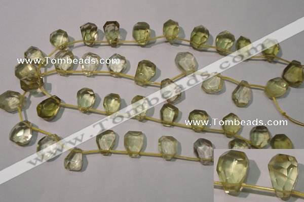 CLQ254 Top-drilled 12*16mm – 13*18mm faceted freeform lemon quartz beads