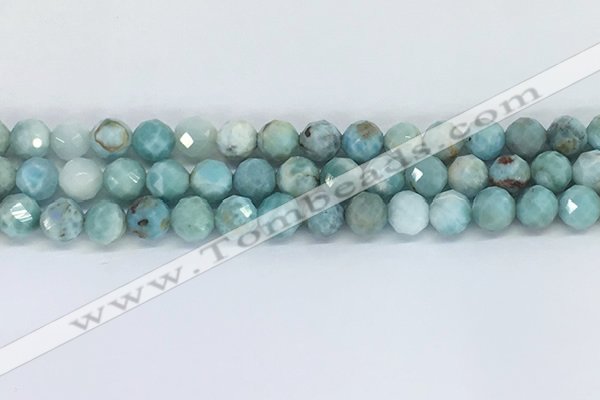 CLR119 15.5 inches 8mm faceted round larimar gemstone beads