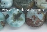 CLR129 15.5 inches 10mm flat round larimar gemstone beads