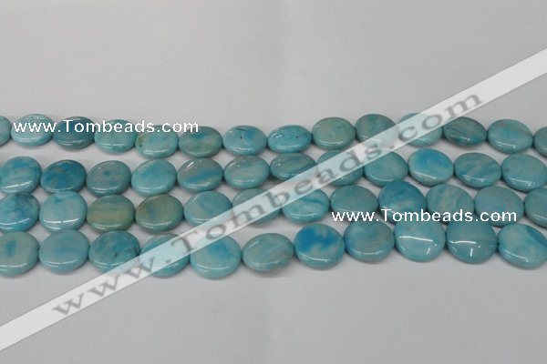 CLR362 15.5 inches 14mm flat round dyed larimar gemstone beads