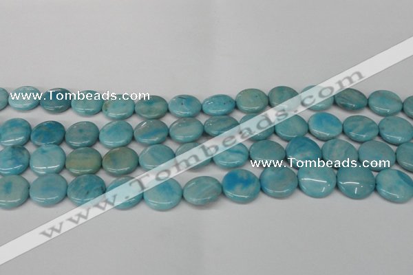 CLR362 15.5 inches 14mm flat round dyed larimar gemstone beads