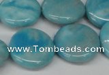 CLR365 15.5 inches 20mm flat round dyed larimar gemstone beads