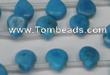 CLR448 Top drilled 8*10mm flat teardrop dyed larimar gemstone beads