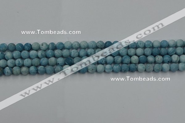 CLR611 15.5 inches 6mm round matte imitation larimar beads