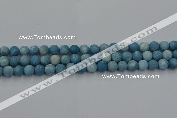 CLR612 15.5 inches 8mm round matte imitation larimar beads