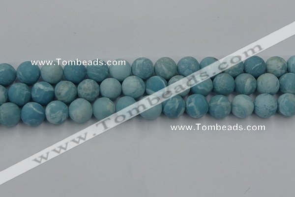 CLR614 15.5 inches 12mm round matte imitation larimar beads