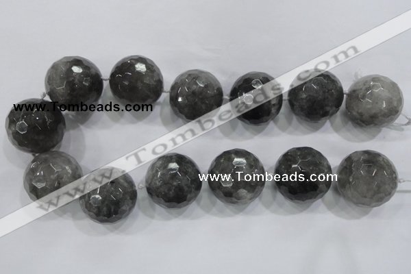 CLS02 15.5 inches 30mm faceted round large cloudy quartz beads