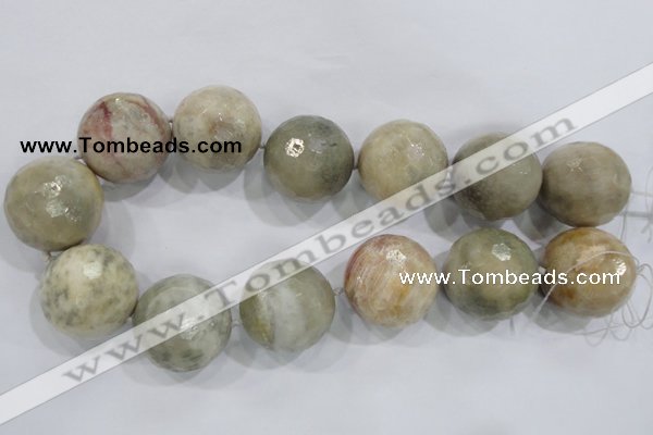 CLS04 15.5 inches 30mm faceted round large fossil coral beads