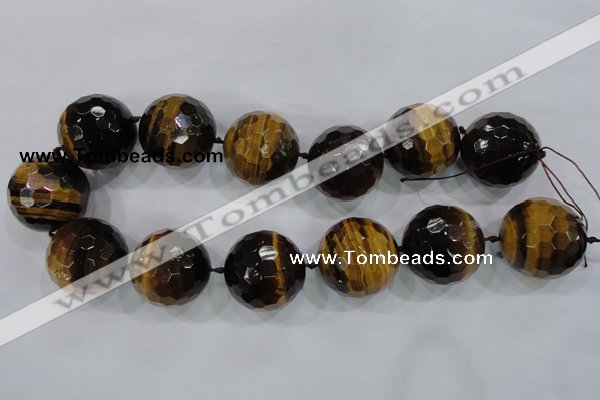 CLS06 15.5 inches 30mm faceted round large yellow tiger eye beads