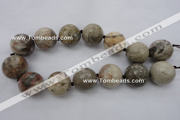 CLS08 15.5 inches 30mm faceted round large chrysanthemum agate beads