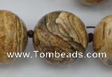 CLS10 15.5 inches 30mm faceted round large picture jasper beads