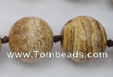 CLS101 15.5 inches 25mm faceted round large picture jasper beads