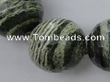 CLS11 15.5 inches 30mm faceted round large green silver line jasper beads