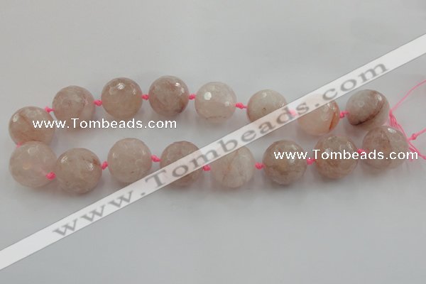 CLS111 15.5 inches 25mm faceted round large pink quartz beads