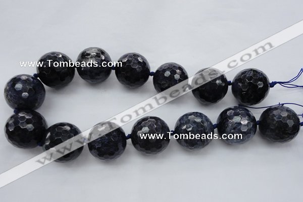 CLS12 15.5 inches 30mm faceted round large blue dumortierite beads