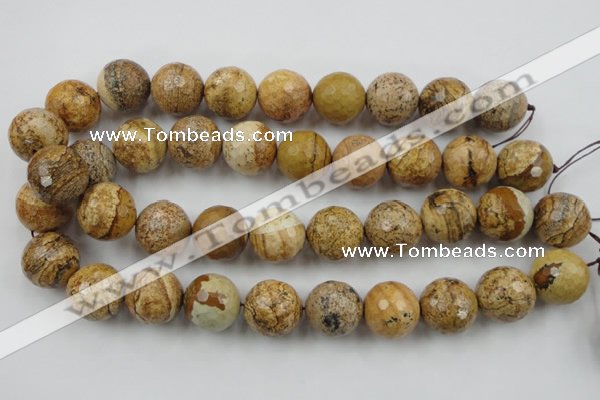 CLS151 15.5 inches 20mm faceted round picture jasper beads