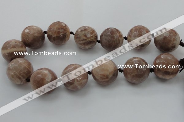 CLS17 15.5 inches 30mm faceted round large moonstone beads
