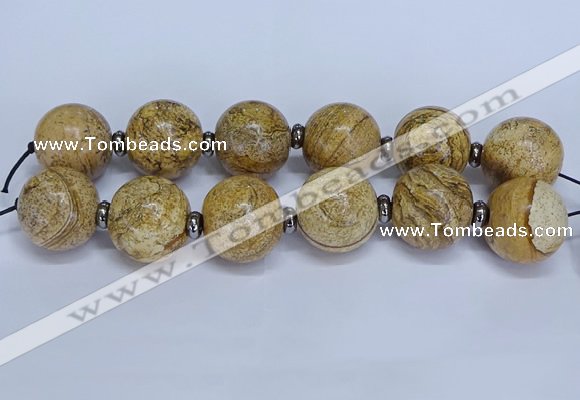 CLS253 7.5 inches 30mm round large picture jasper beads