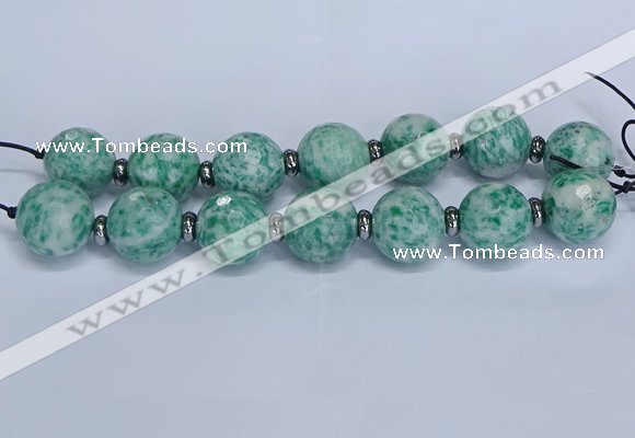 CLS302 7.5 inches 25mm faceted round large Qinghai jade beads