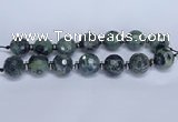 CLS303 7.5 inches 25mm faceted round large kambaba jasper beads