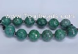 CLS352 7.5 inches 30mm faceted round large green picture jasper beads