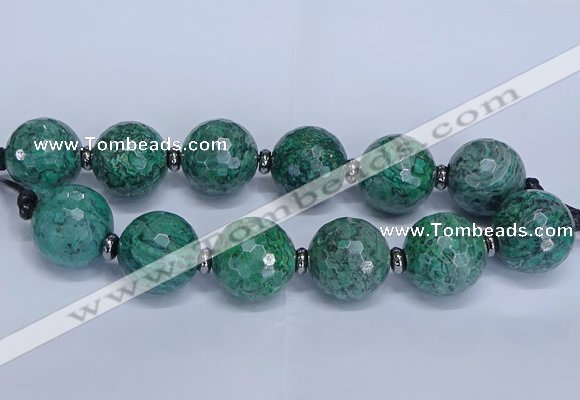 CLS352 7.5 inches 30mm faceted round large green picture jasper beads