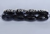 CLS401 7.5 inches 25*45mm faceted rice large black agate beads