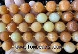 CLS440 15 inches 16mm faceted round red aventurine jade beads