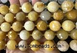 CLS441 15 inches 16mm faceted round yellow jade beads