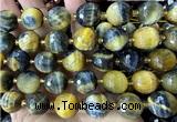CLS451 15 inches 16mm faceted round golden & blue tiger eye beads