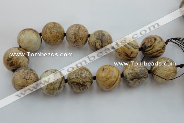 CLS50 15.5 inches 30mm round large picture jasper beads
