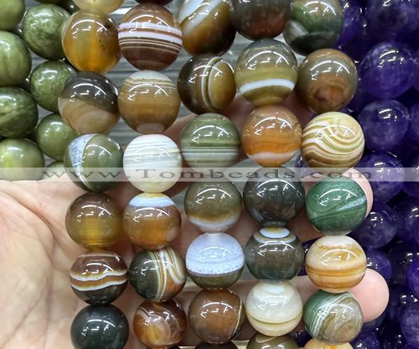 CLS613 15 inches 16mm round brown banded agate beads wholesale