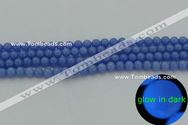 CLU110 15.5 inches 4mm round blue luminous stone beads