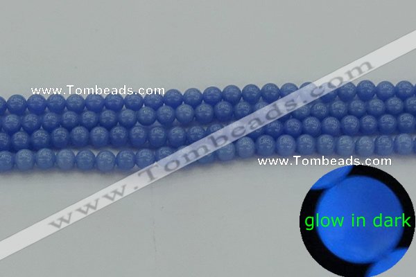 CLU111 15.5 inches 6mm round blue luminous stone beads