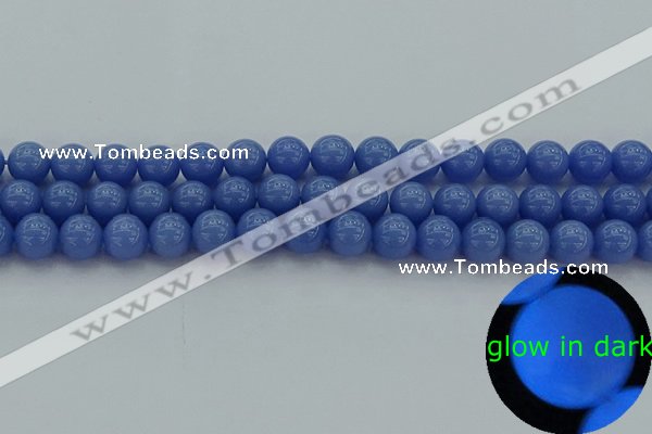 CLU112 15.5 inches 8mm round blue luminous stone beads