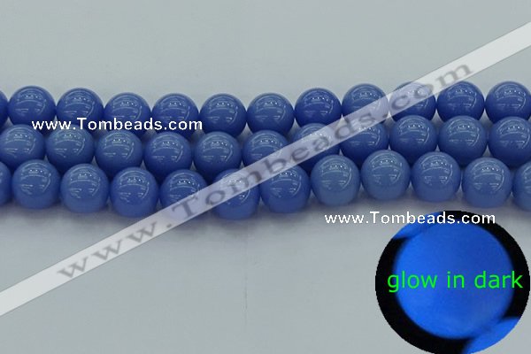 CLU115 15.5 inches 14mm round blue luminous stone beads